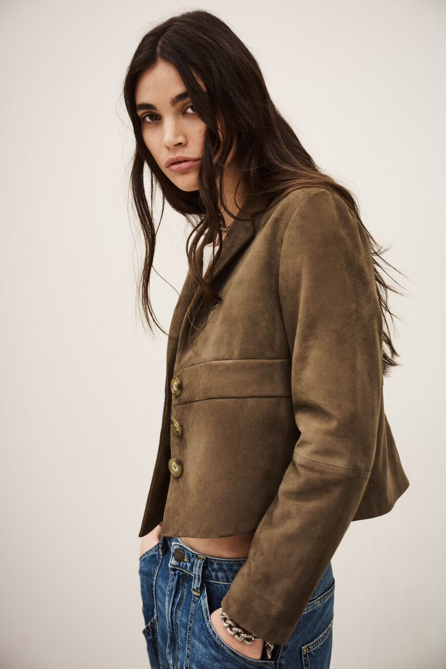FLORA chaqueta de cuero terciopelo