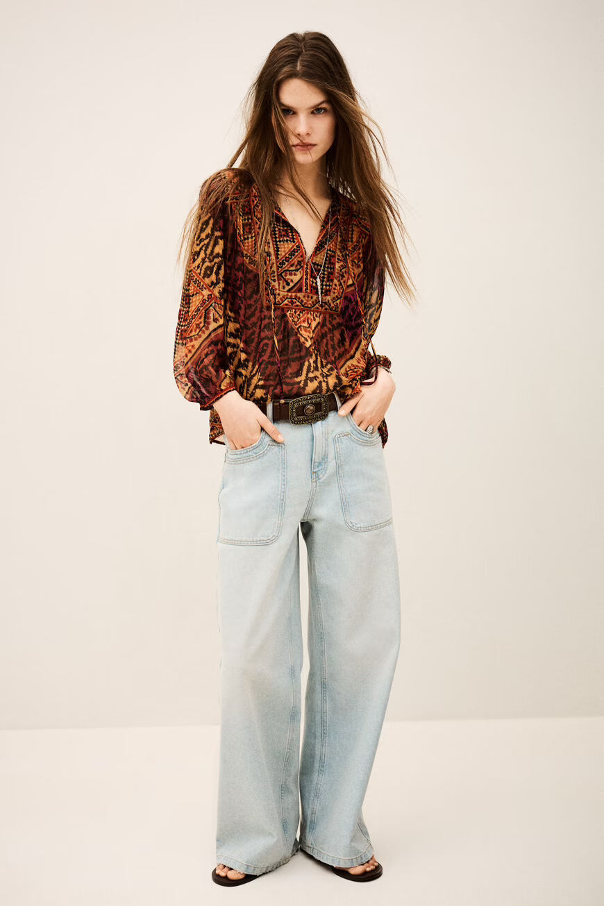 ODEI blusa estampada con mangas