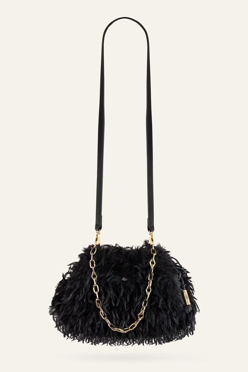 JUNIO bolso de mano de plumas